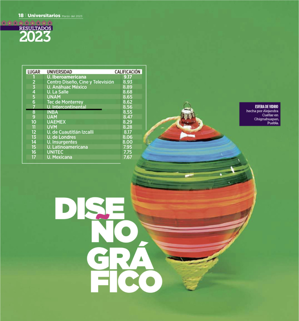 La licenciatura en Diseño Gráfico de la UIC dentro del ranking del periódico El Reforma. 