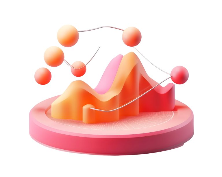 A 3D data analytics icon, perfect for illustrating business intelligence and financial analysis