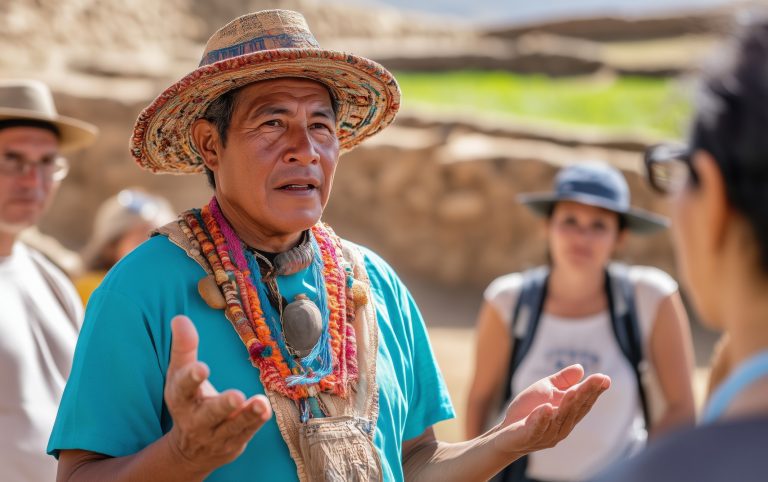 Turismo comunitario en comunidad indígena con actividades culturales en zona rural.