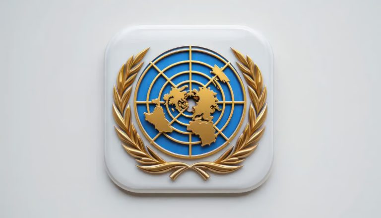 Sede de la ONU en Nueva York con banderas internacionales, símbolo de los compromisos internacionales y el multilateralismo