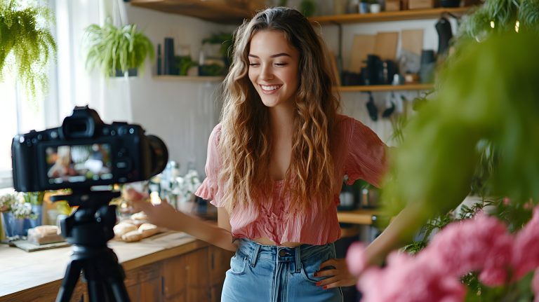Mujer de marketing utilizando storytelling para conectar con los consumidores por medio de emociones y valores.