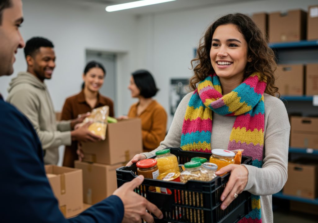 Nutrióloga brindando asistencia humanitaria, promoviendo la nutrición en contextos de crisis.