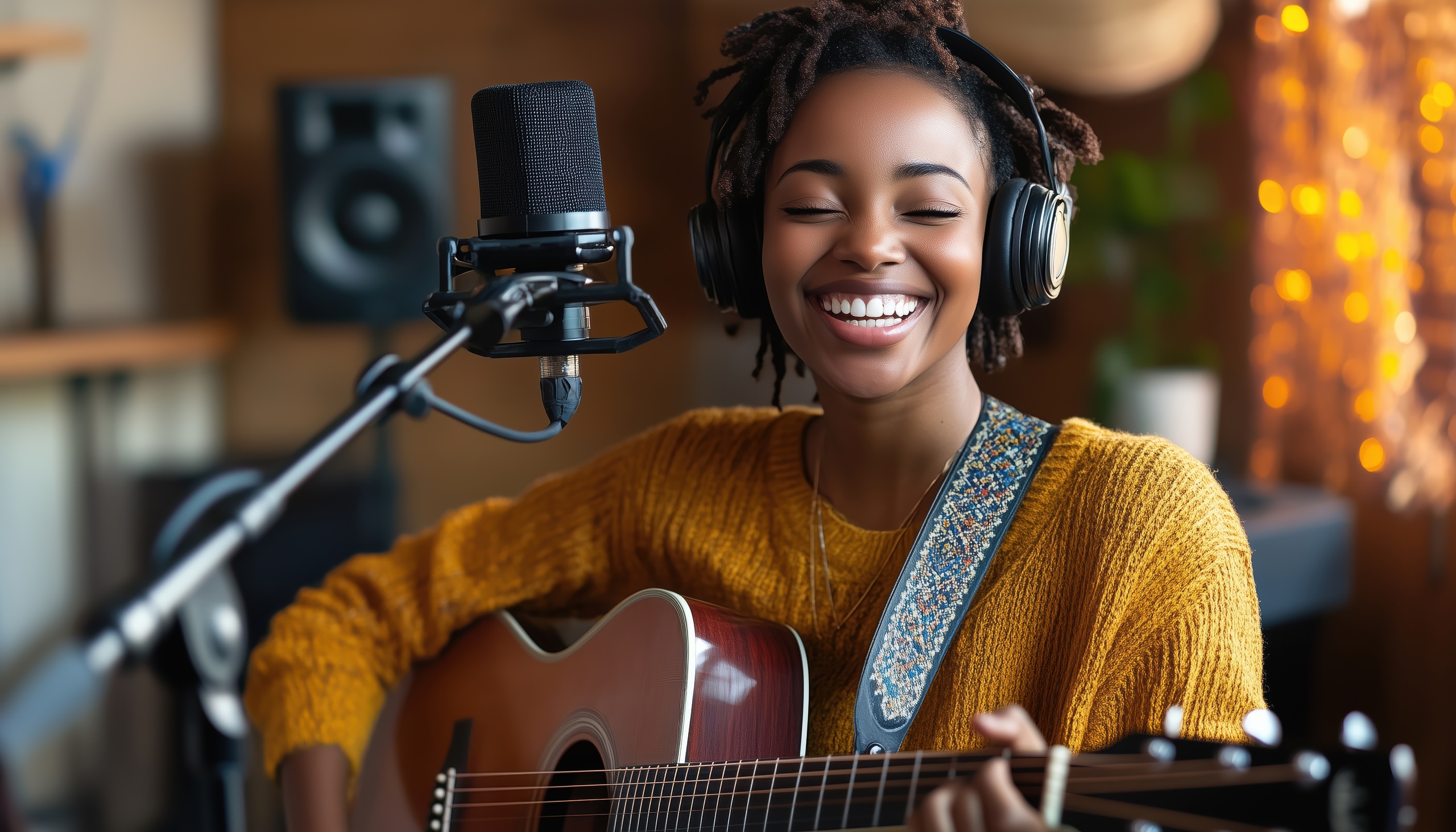 Artista usando marketing musical en redes sociales para promocionar su música en plataformas digitales como TikTok y Spotify.