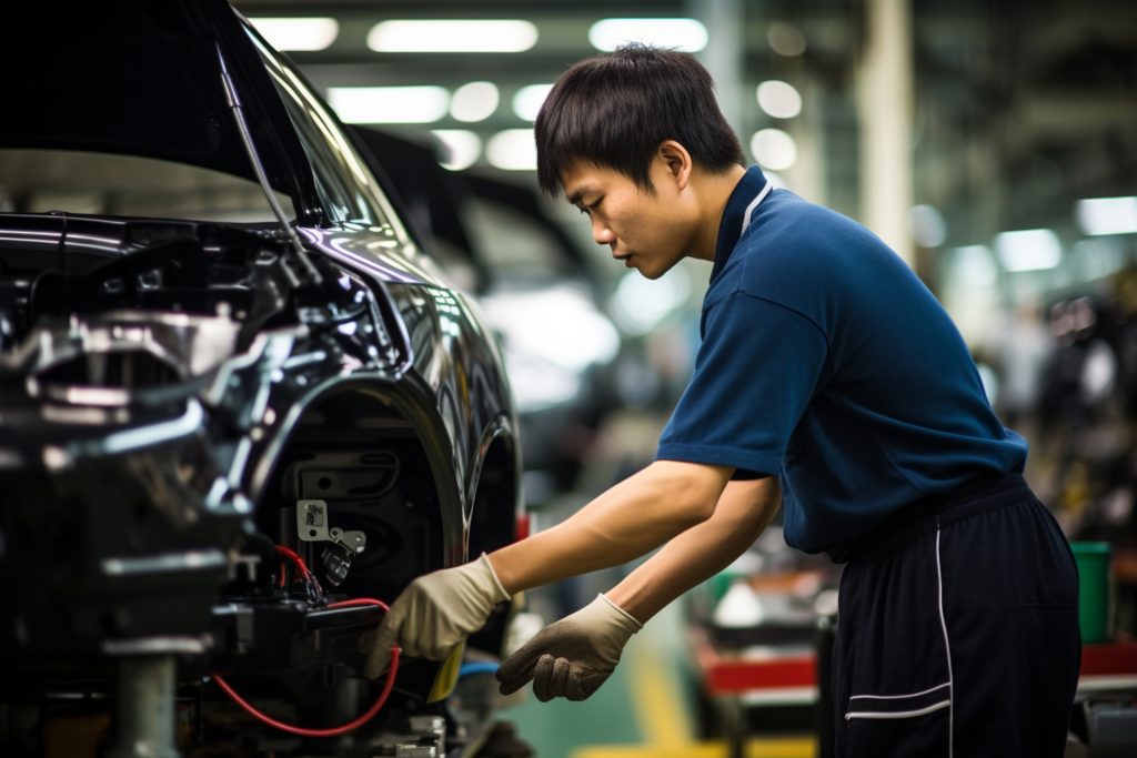 Línea de ensamblaje de autos chinos