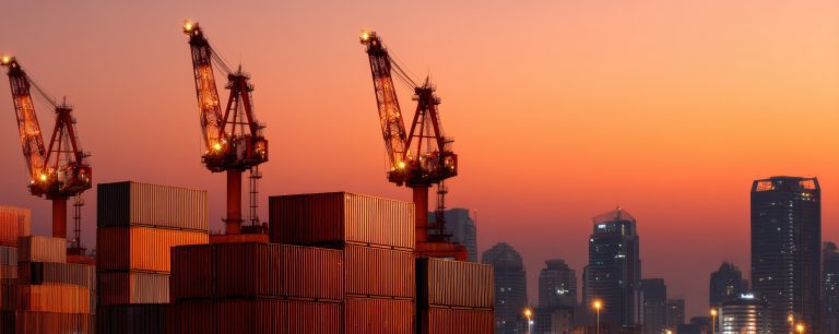 Vista aérea de parque industrial en México con fábricas y contenedores, símbolo del crecimiento del nearshoring en México.