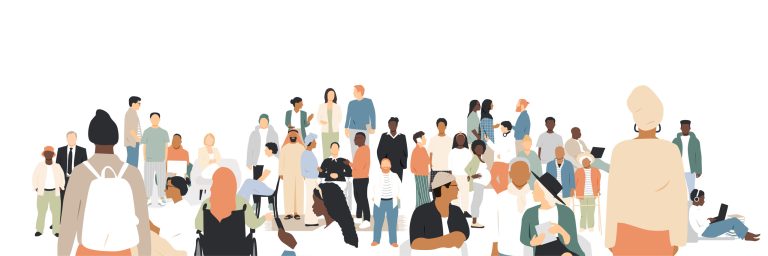 Estudiantes universitarios conversando en un ambiente inclusivo, promoviendo los derechos humanos desde la cotidianidad.