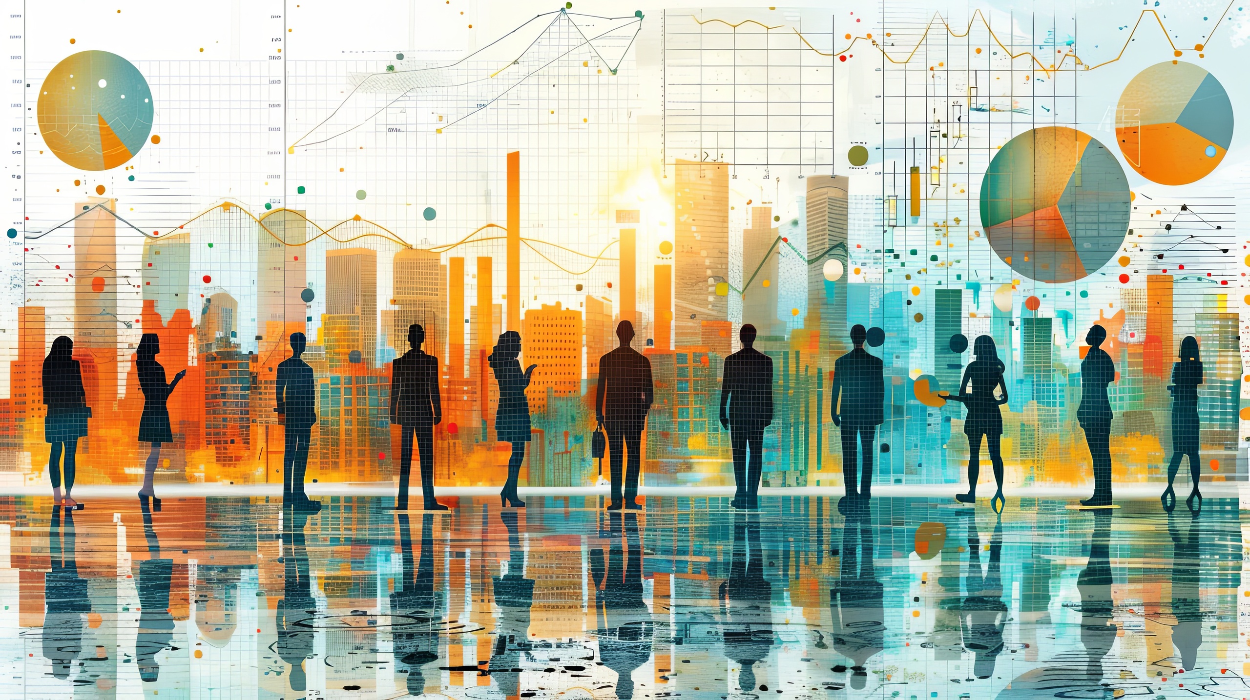 Administración adaptativa en empresas modernas mediante trabajo colaborativo y análisis de datos.