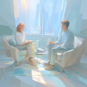 psicólogo con maestría dando consulta