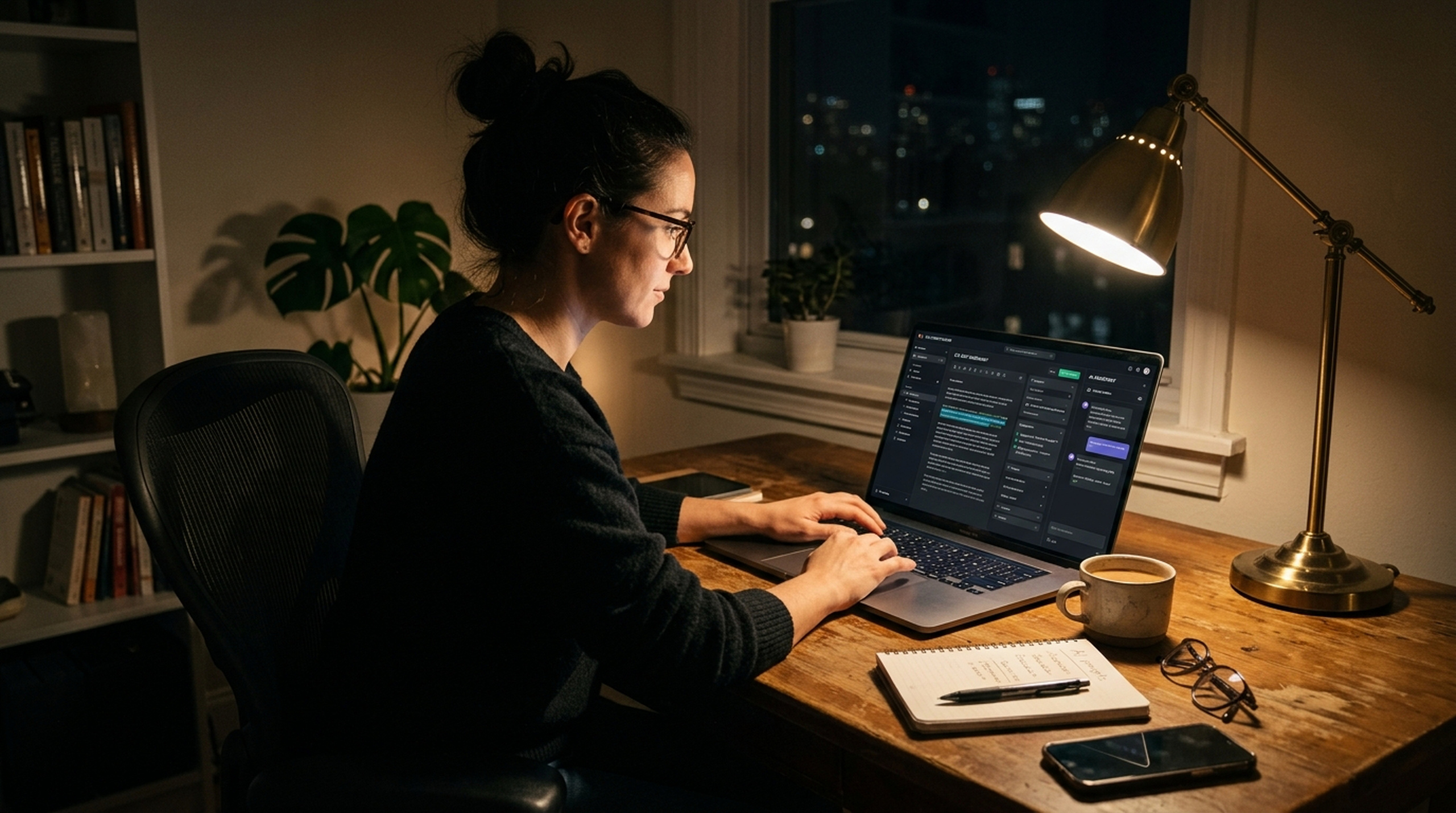 Guionista utilizando inteligencia artificial como apoyo en el proceso de escritura audiovisual.