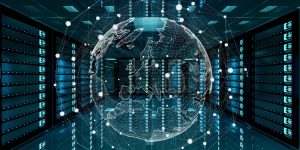 Centro de datos con servidores representando la infraestructura de inteligencia artificial