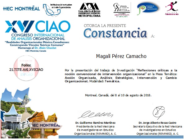 Docente UIC presentó ponencia sobre intervención organizacional en Montreal